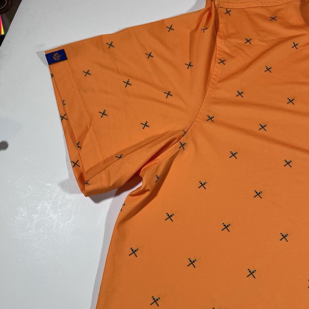 Donald Ross Sport Orange All Over Print Short Sleeve Golf Polo Shirt Men's XL - Picture 5 of 8